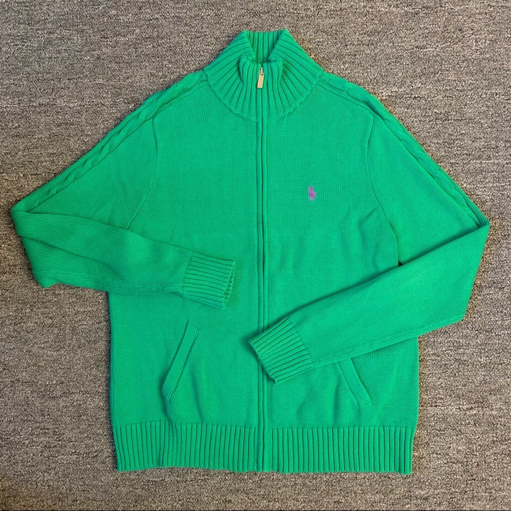 Like New Ralph Lauren Zip Up Sweater - Green
